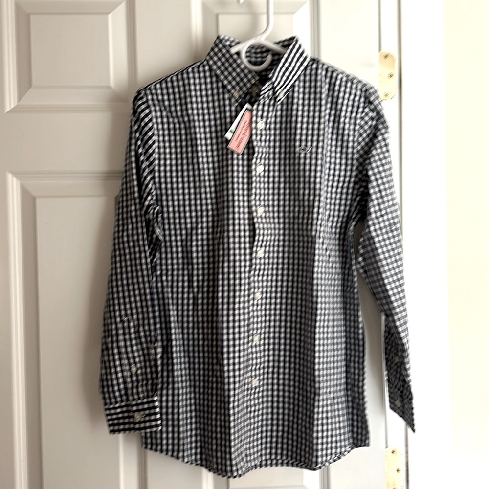 New checkered long sleeved Vineyard Vines by Shep and Ian, Youth Boys Large (16)